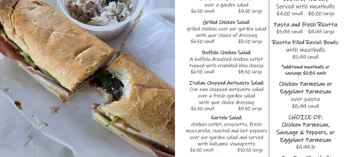 Cavallo's Deli and Imported Italian Foods Waterbury Menu